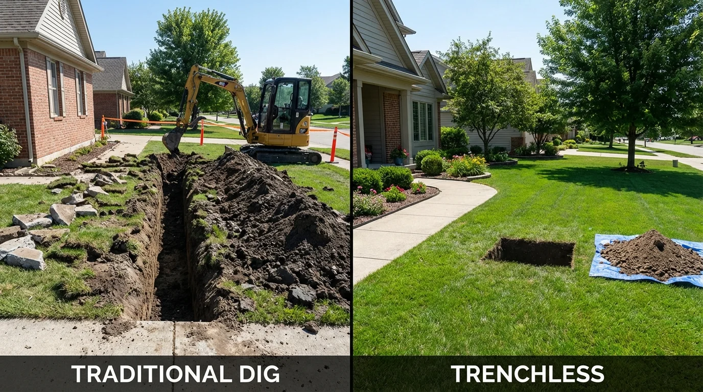 Trenchless sewer repair with minimal yard damage versus traditional excavation in Varnville, SC